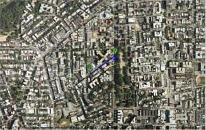 Distance: 0.1 mile. Walk time: 2 minutes.