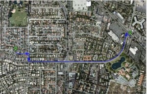 Distance: 0.9 mile. Walk time: 18 minutes.